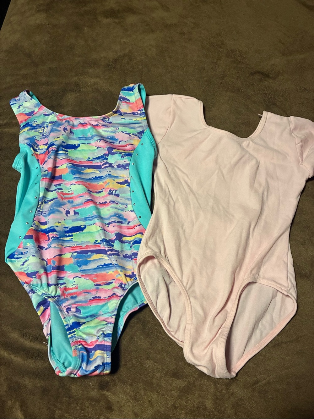 Girls One-Piece Leotard in Multi-Color and Light Pink size 6-7